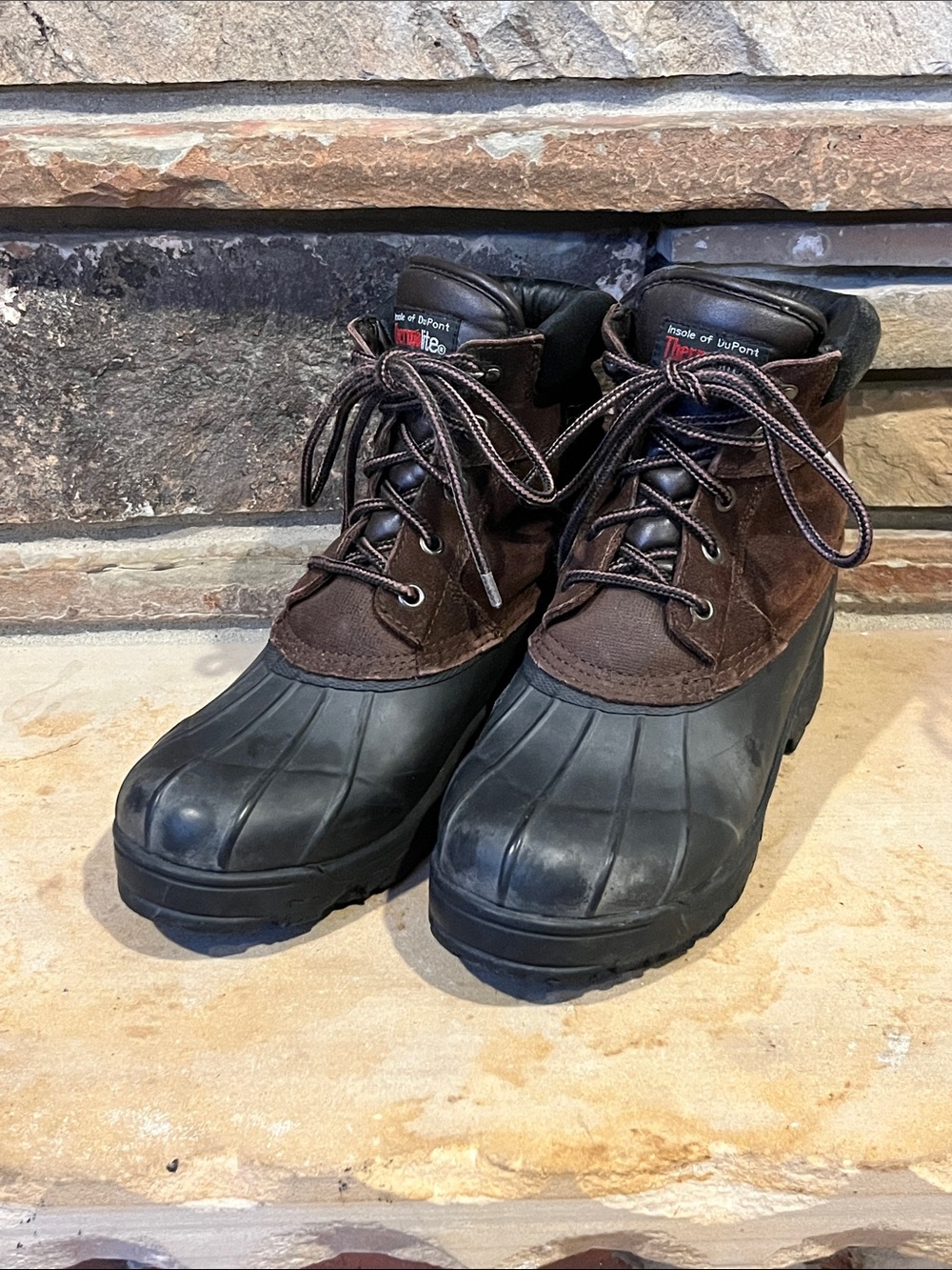 ThermoLite Brown Leather & Black Rubber Waterproof Winter Boots